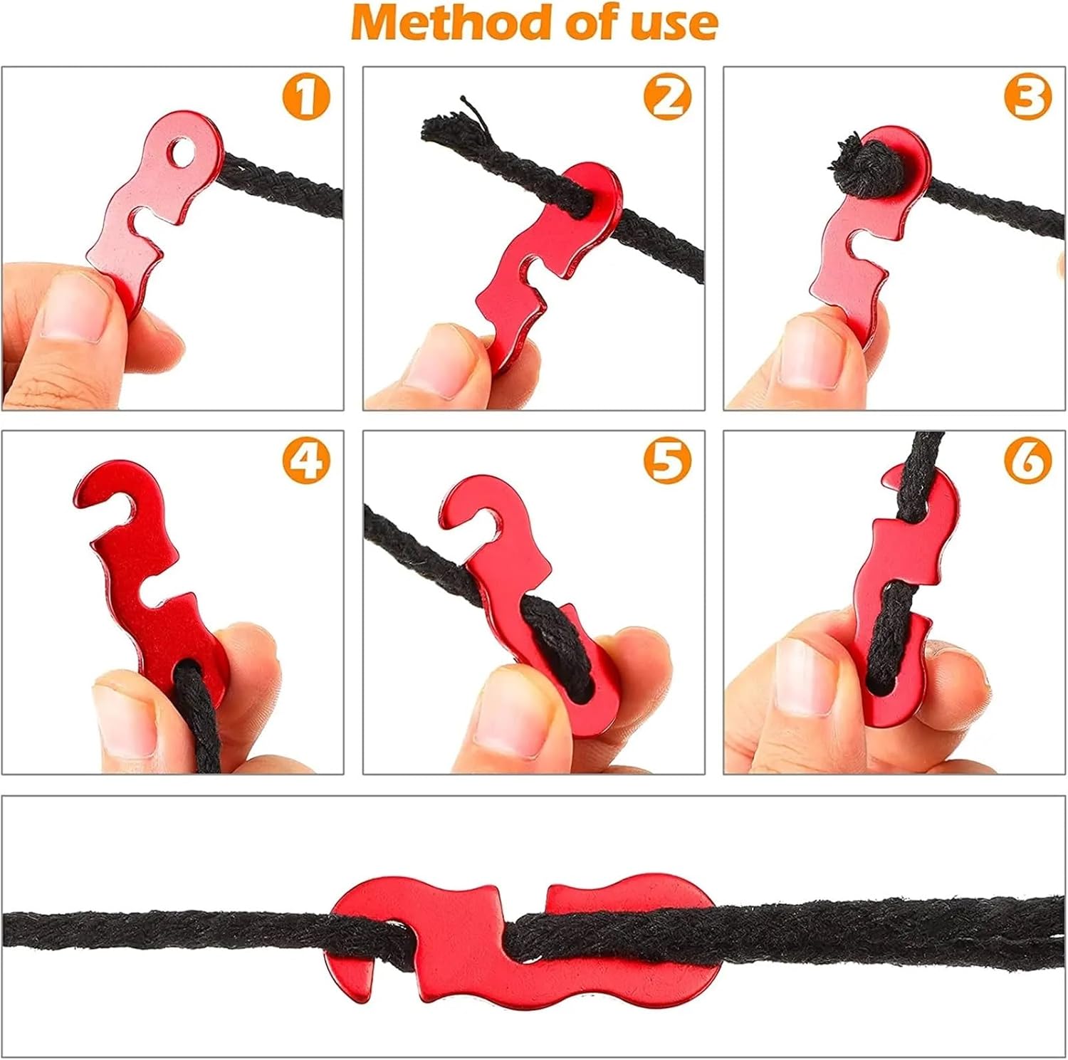 Rope Tensioner 80pcs Adjustable Tent Rope Buckle S-Type Tensioner Fastening Kit Fixed Accessories(Blue)