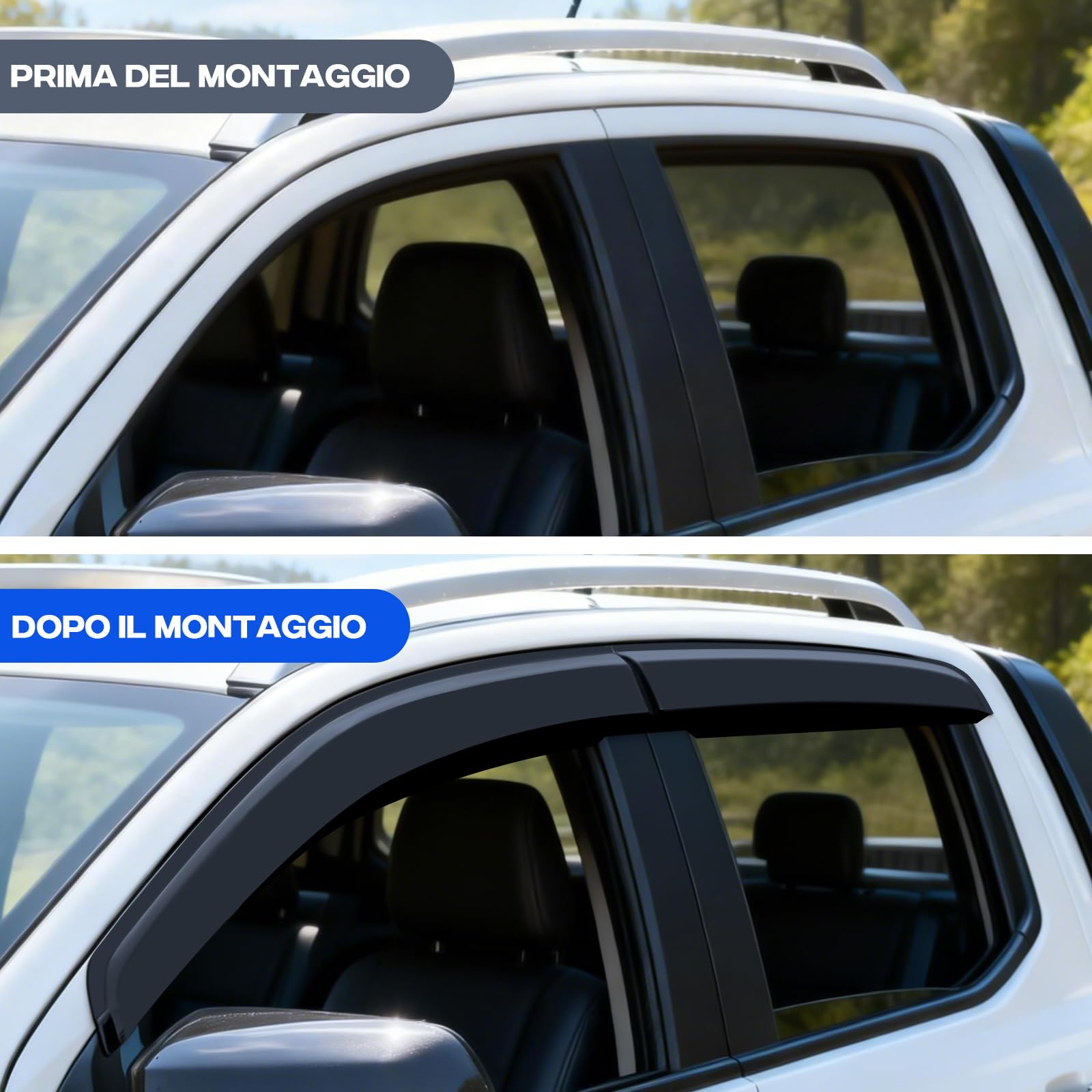 Deflettori antivento Smoke Nero per Ford Ranger T9 2023-2024-2025 4X4 Doppia Cabina XL XLT Raptor Wildtrak Limited Tremor Platinum