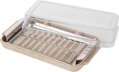 Miniatura 8 de Fdit Contenedor de cortador de mantequilla con tapa de acero inoxidable con caja de mantequilla, caja de almacenamiento para cajas de corte grandes