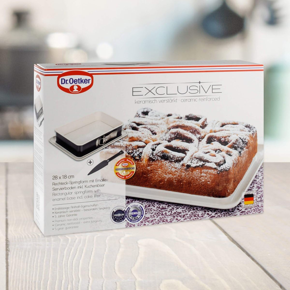 Dr. Oetker 4526 Moule a cake 31.5 cm, moule gateau rectangulaire,rectangulaire patisserie, patisserie, pain, brioche, Acier, Noir, 31,5 x 12,7 x 7,5 cm