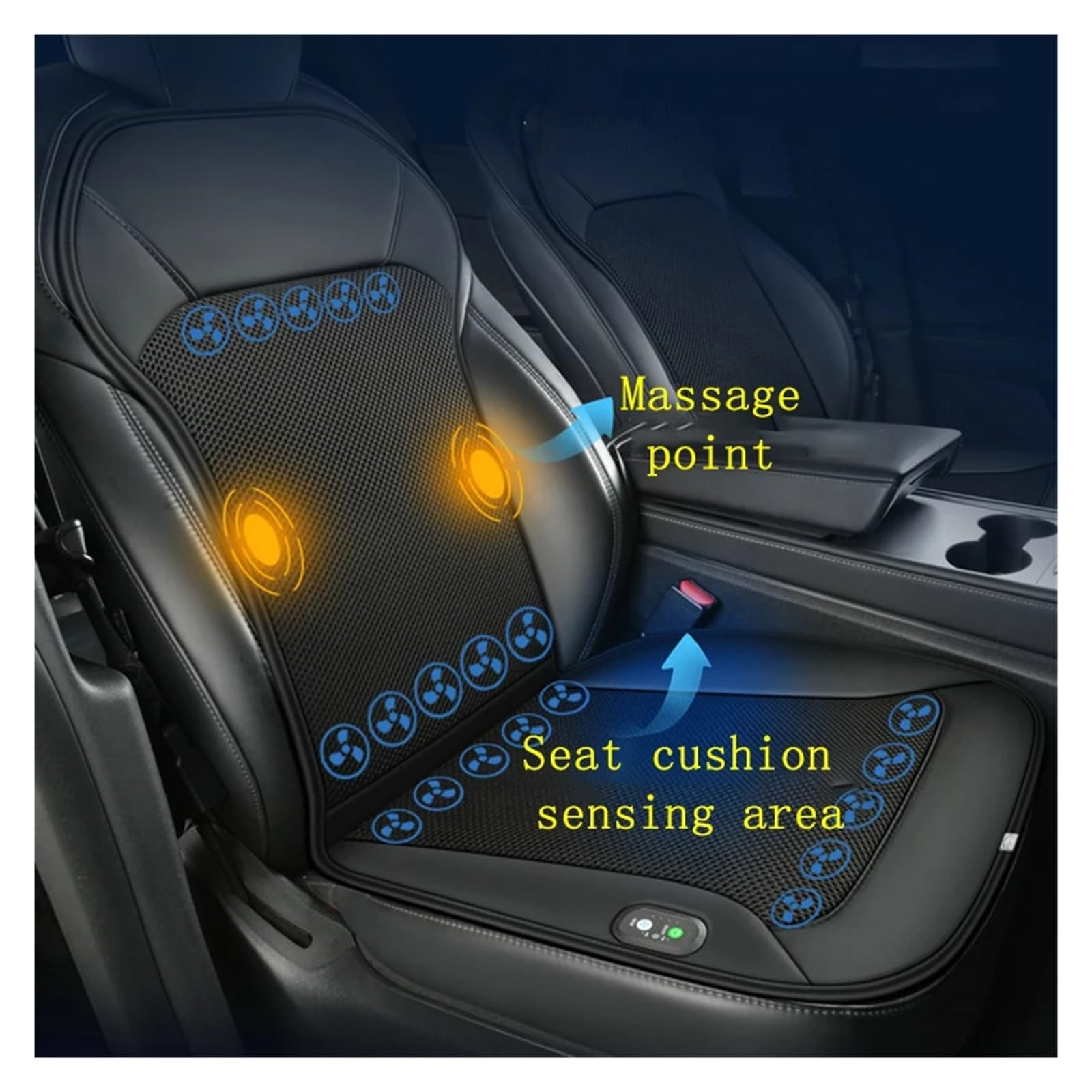 Fundas de Asiento Cojín de asiento con ventilación y masaje para coche de 12 V, transpirable y de verano, para fundas de asiento Fundas Asientos Coche(12V16FAN)