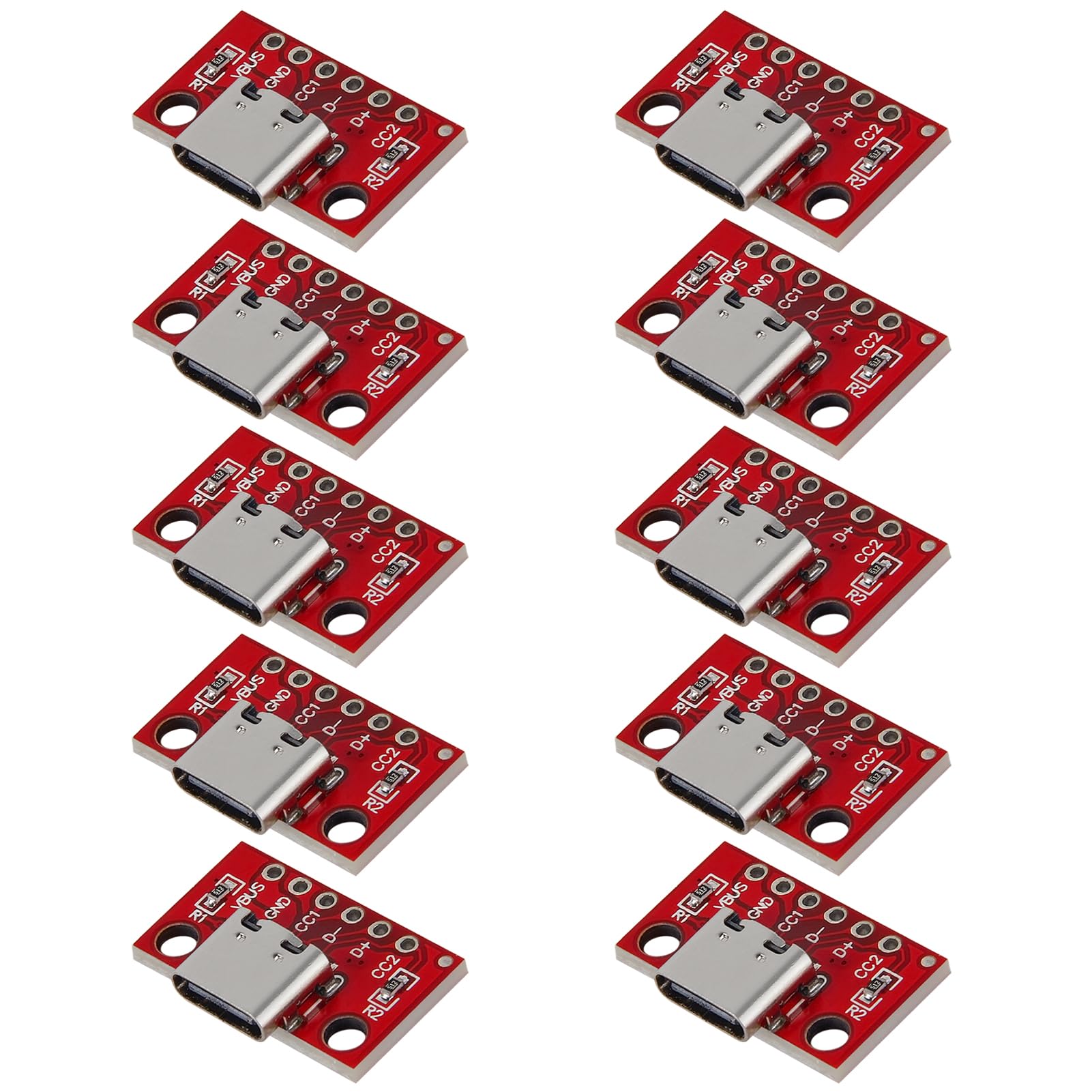 10Pcs USB Type C Female Breakout Board 16 Pin PCB Connector Converter for Serial Communication & DIY Electronics Projects