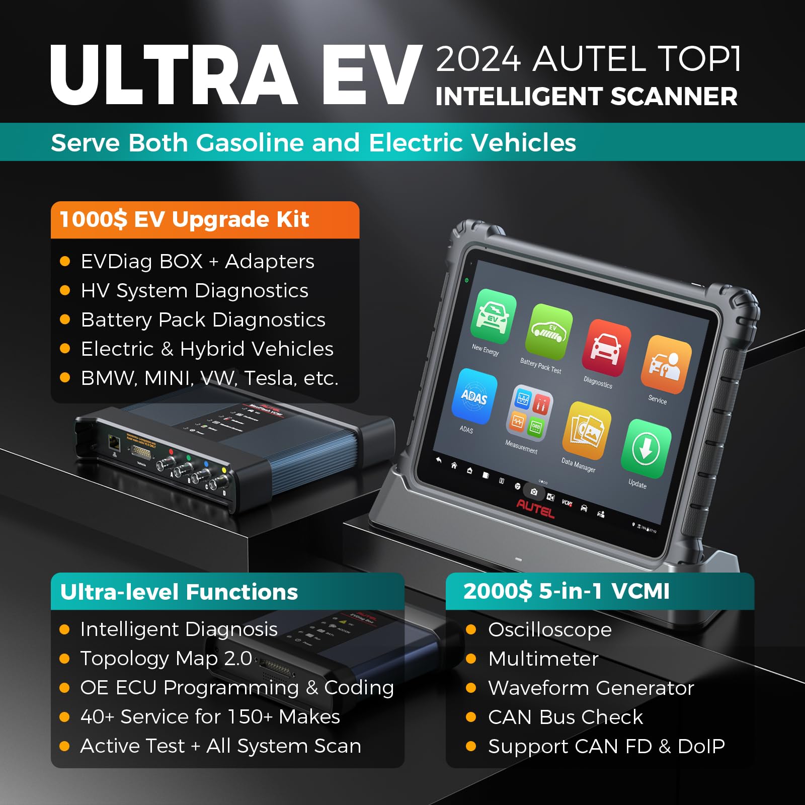Autel Ultra EV Scanner With EVDiag Kit - Advanced Diagnostic Tool For Electric Hybrid Vehicles