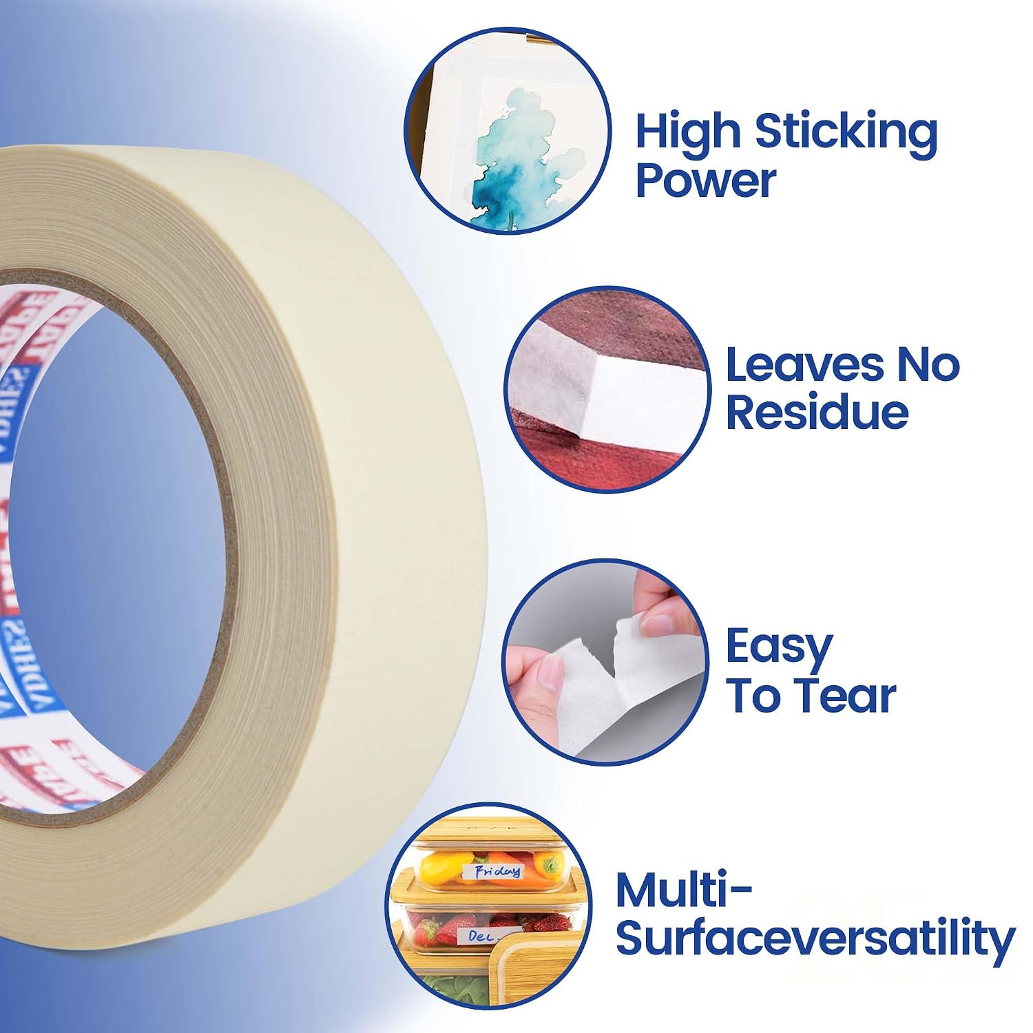 ADHES White Masking Tape Painter Tape 24mm x 50m