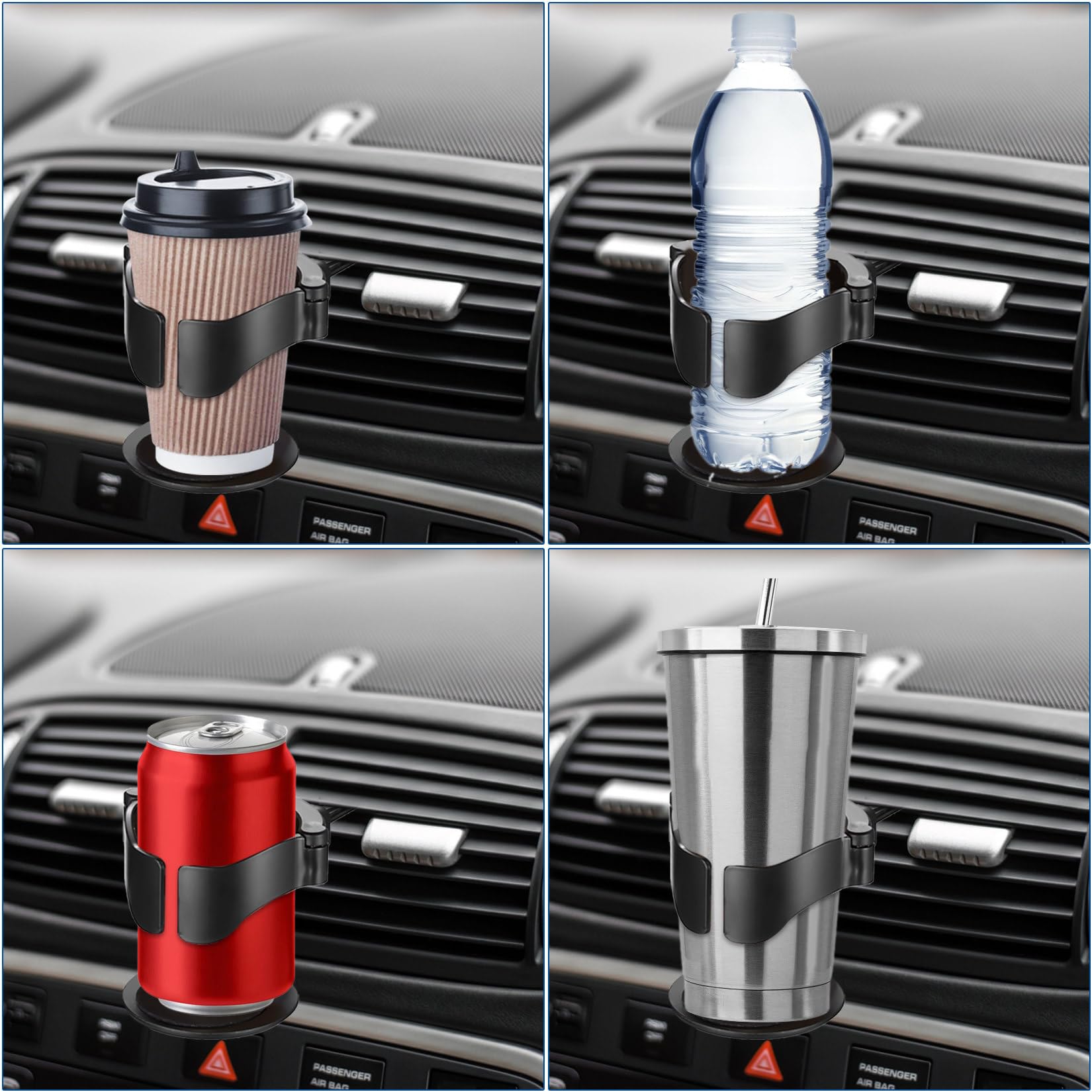 2 Porte-Gobelets Voiture Universels Réglables - Support Bouteille Avec Ventilation Et Cendrier - Stable Et Antidérapant, Noir 8.5x9.6cm