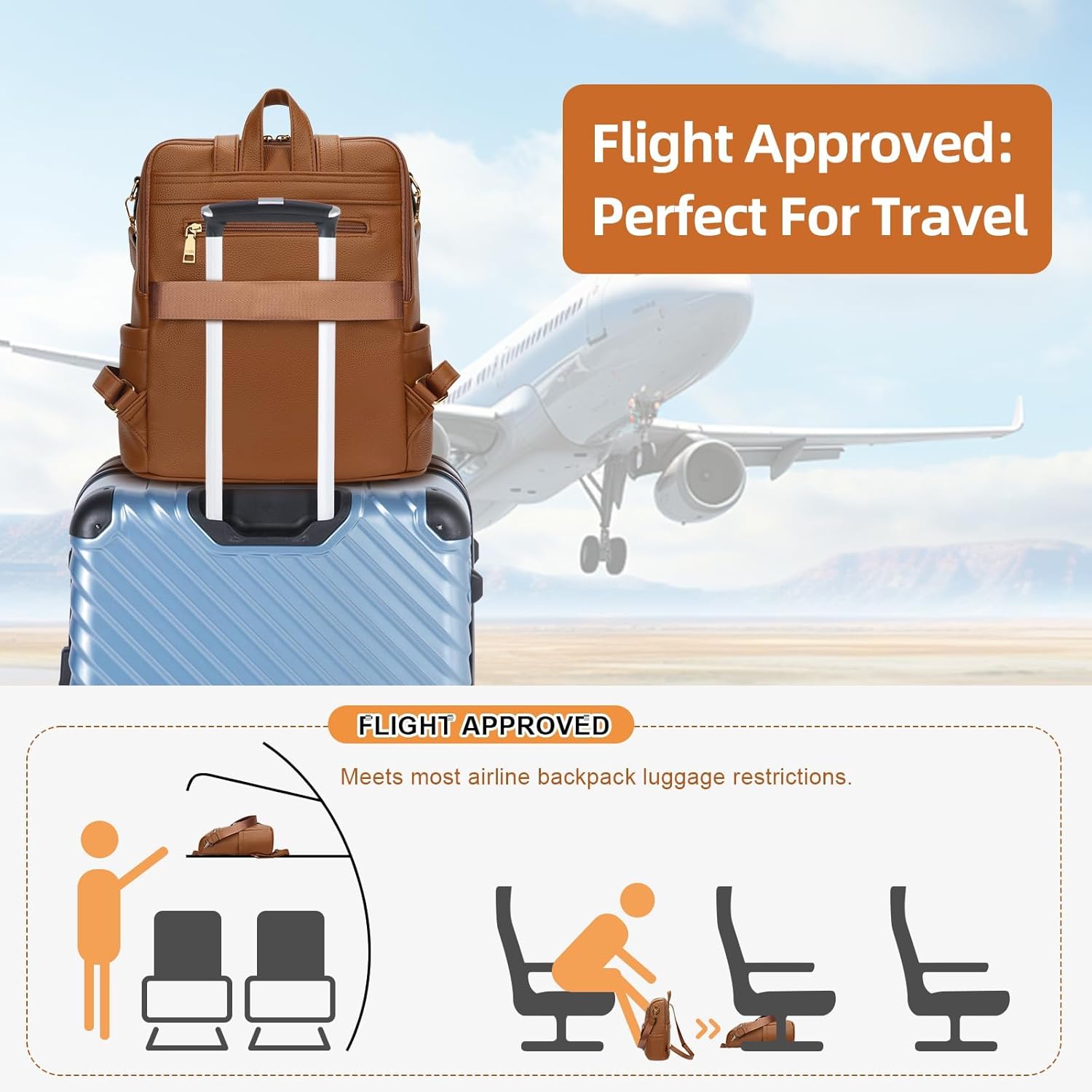 KKXIU Backpack Purse for Women - PU Leather Ladies Backpack for Daily with Anti-Theft Lock Pocket, Compact Daypack for Essentials with Large Capacity, 13x14x5.2 Inch (Brown) - Image 6