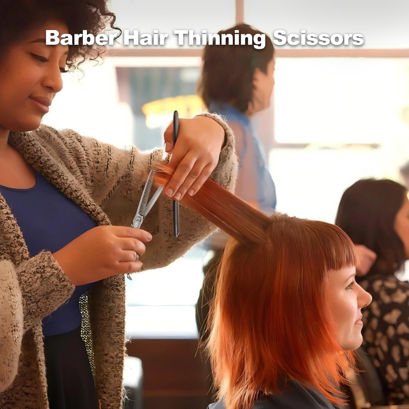 CIICII Professional Hair Cutting Scissors Shears Kit, 440C 6.7 Inch Barber Haircut Scissors Set (Hair Beard Trimming Haircutting Thinning Shears) for Hairdressing Stylist Hairdresser Salon Home