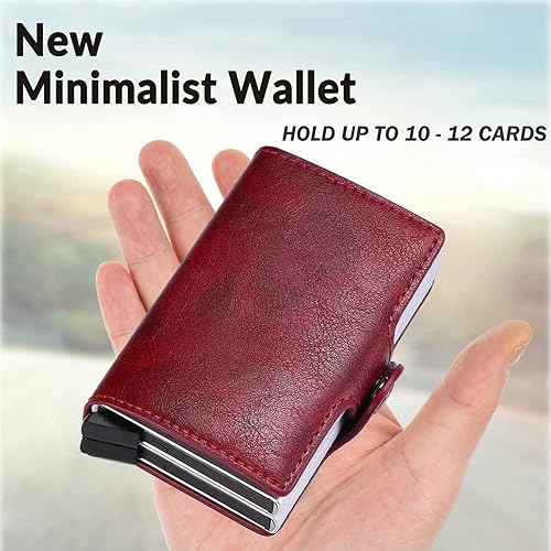 Miniatura 5 de Tarjetero para hombre, tarjetero delgado para tarjetas de crédito, bolsillo frontal, antirrobo, RFID, autoemergente, para viajes, billeteras