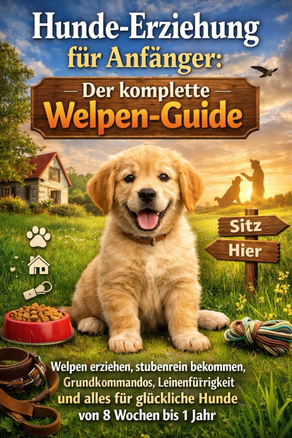Hunde-Erziehung für Anfänger: Der komplette Welpen-Guide – Welpen erziehen, stubenrein bekommen, Grundkommandos, Leinenführigkeit und alles für glückliche Hunde von 8 Wochen bis 1 Jahr