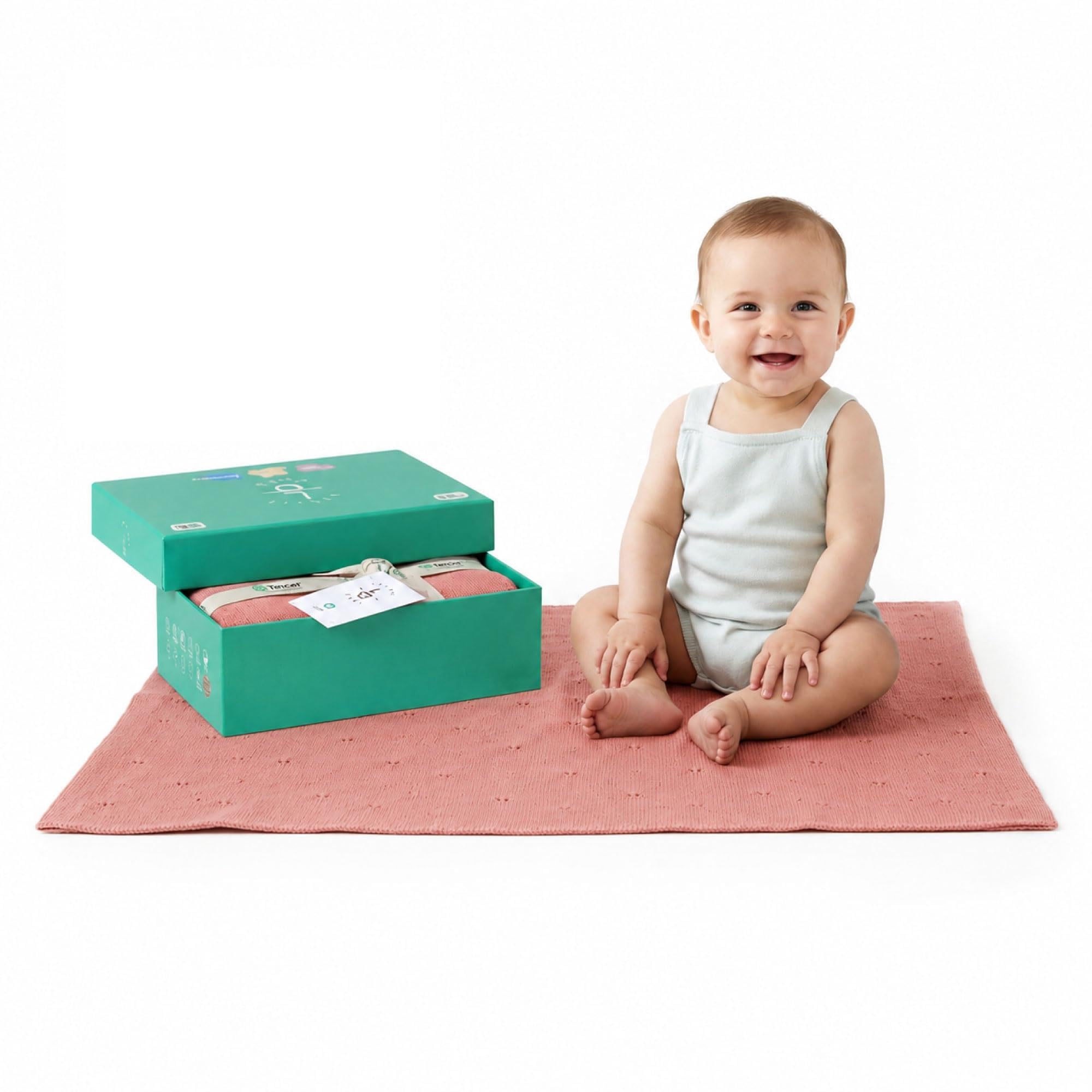 Pointelle 100% Tencel Baby Blanket 30x40 in, Rose