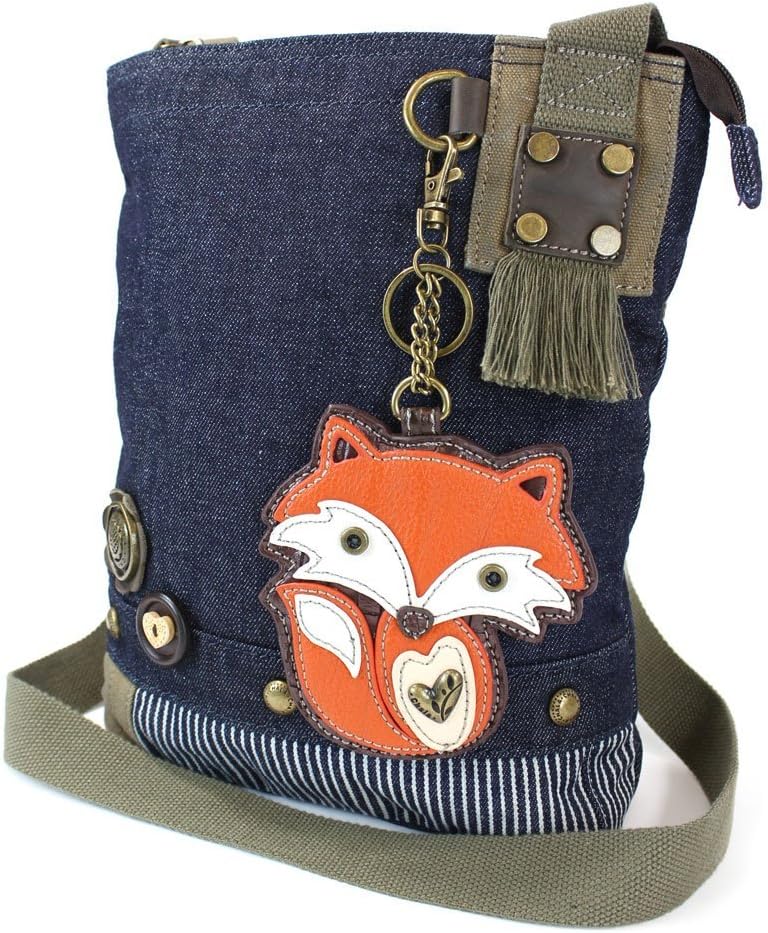 CHALA Purse Handbag Denim Canvas Crossbody With Key Chain Tote Bag Foxy Fox