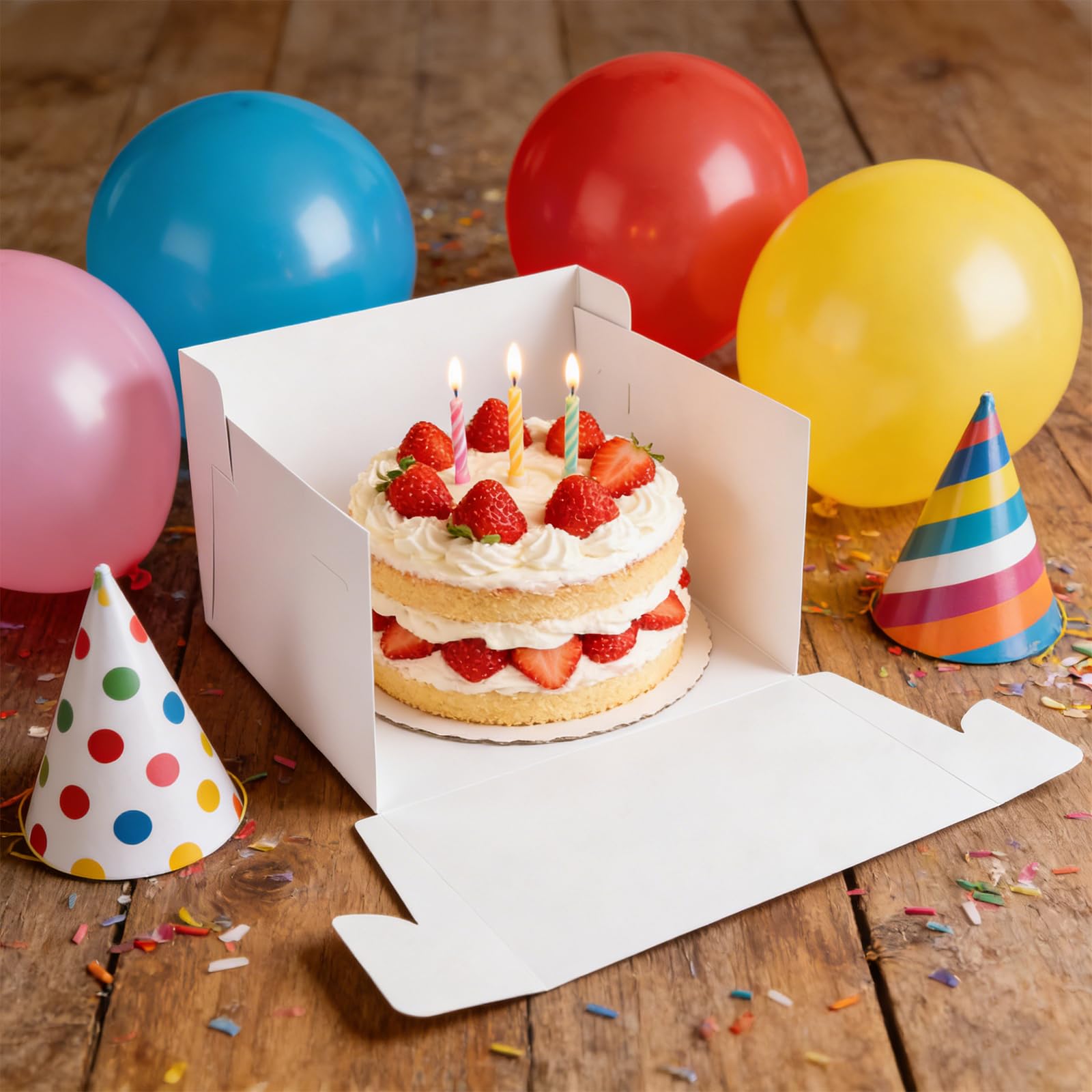20 cajas de cartón para tartas, color blanco, 25 x 25 x 20 cm, caja para tartas, caja de transporte para tartas, caja de transporte, para tartas, cajas de cartón para tartas, pasteles
