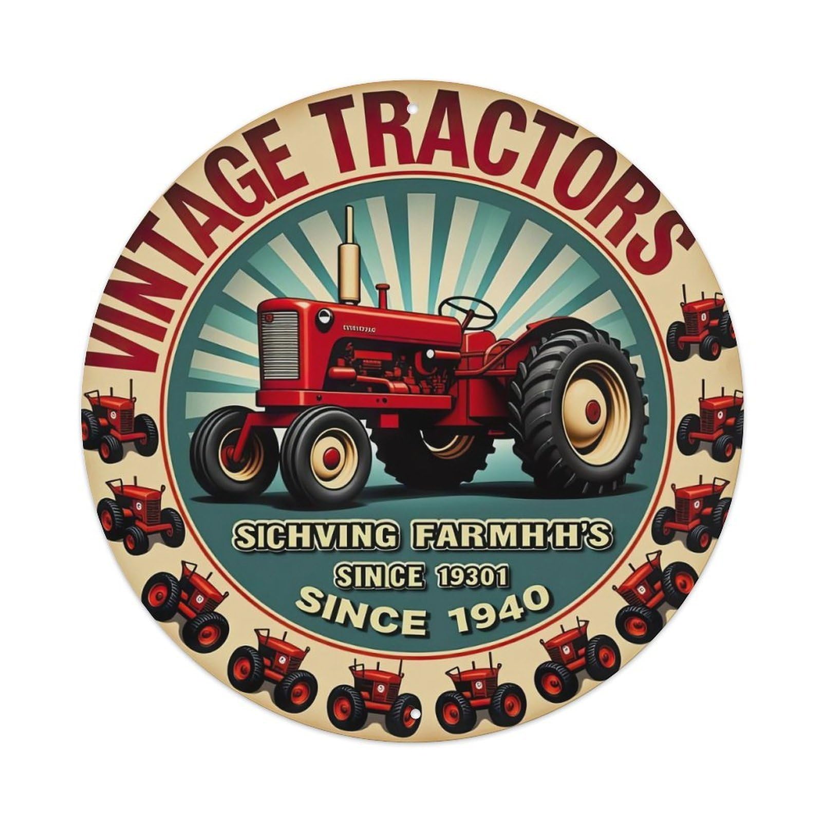 Vintage Tractor Farming Heritage Emblem Metal Tin Sign