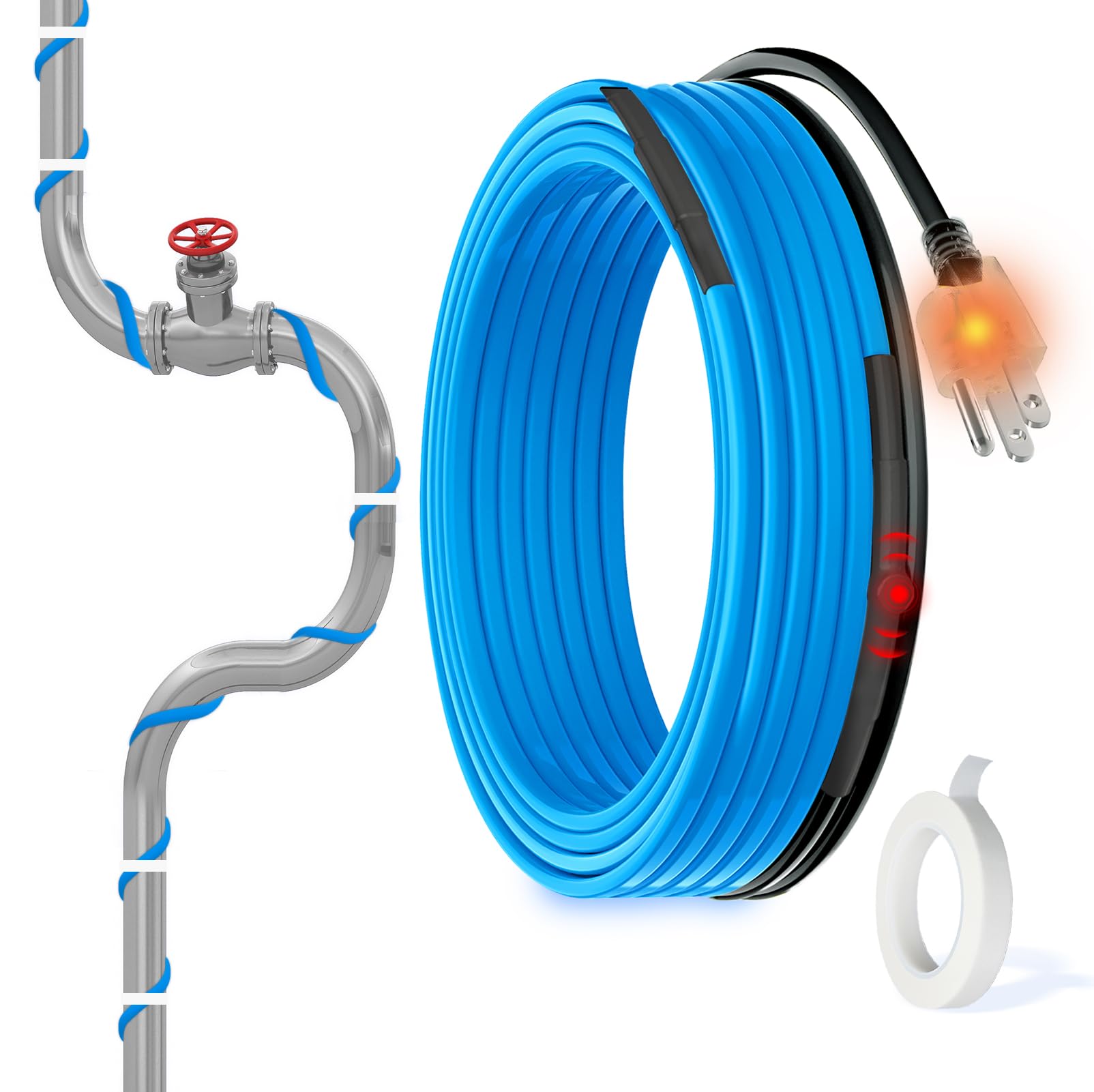 MAXKOSKO - Cable calefactor de tubo de agua de 120 V para protección contra heladas, cable calefactor autorregulador para tubos de metal y plástico, banda térmica