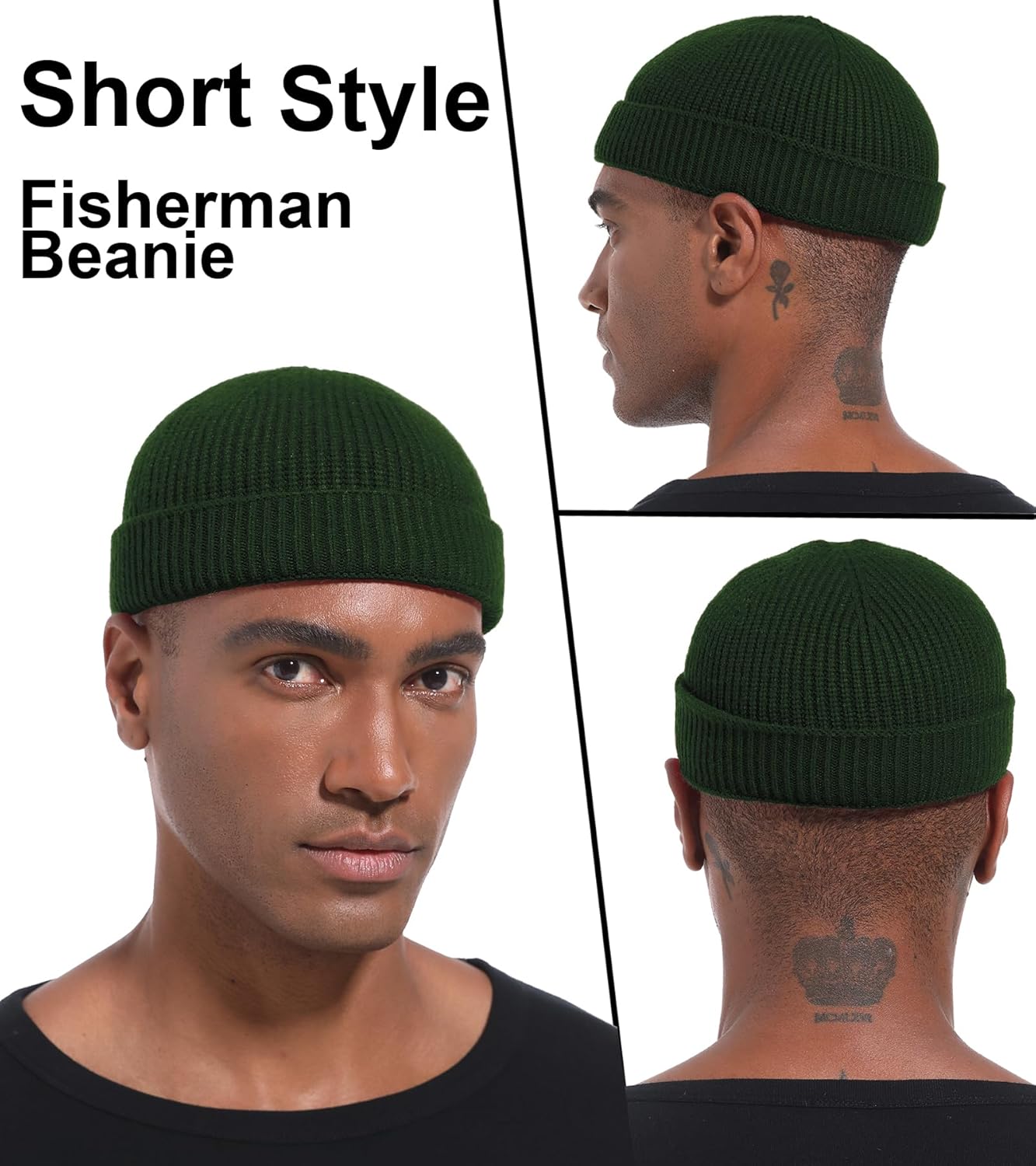 Wool Cuffed Beanie for Men Unisex Knit Watch Cap Thin Fisherman Beanies - Image 3