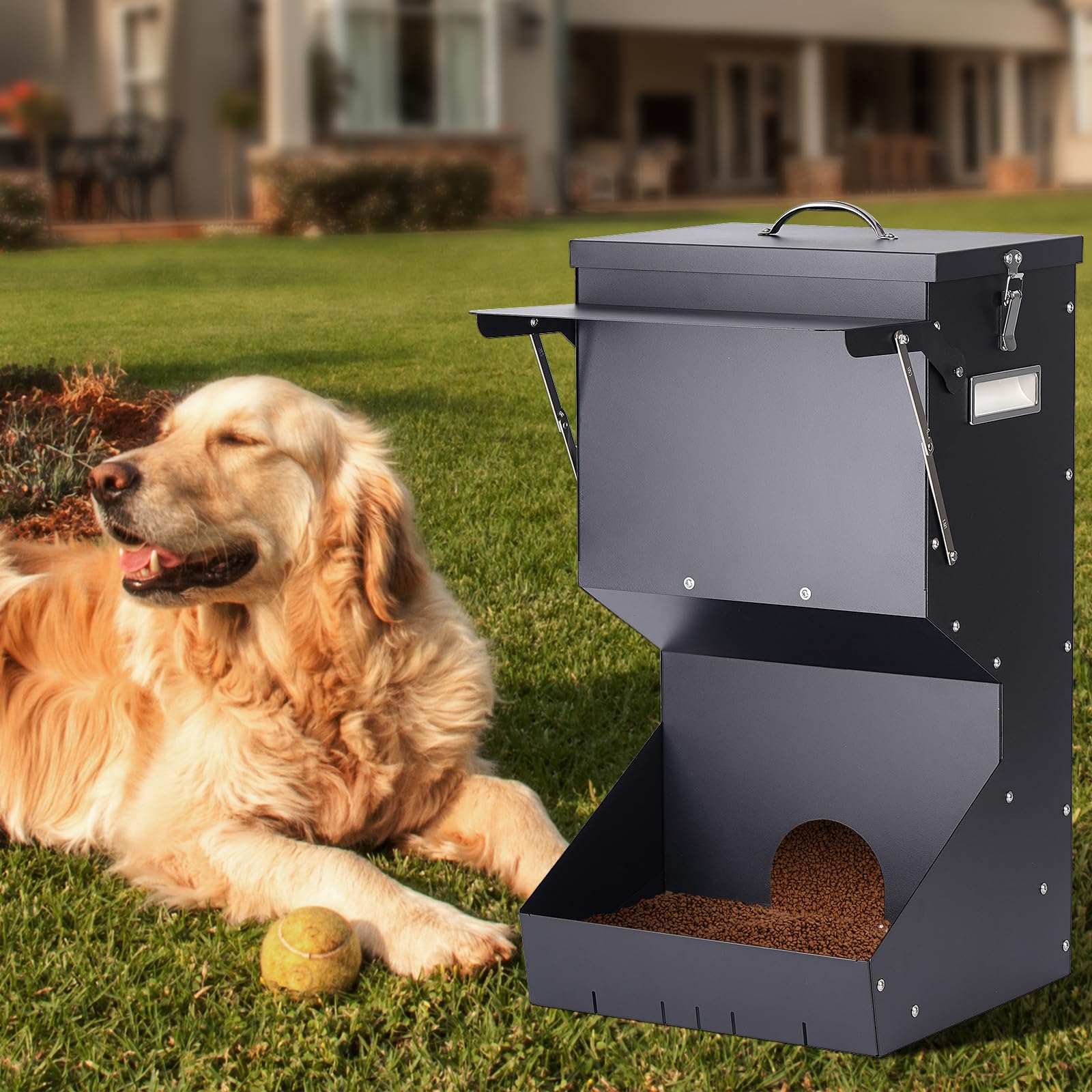 Comedero AutomáTico para Perros de Raza Grande, 25 Libras de Gravedad para Perros Al Aire Libre e Interior, Comedero Colgante para Grandes y Gatos