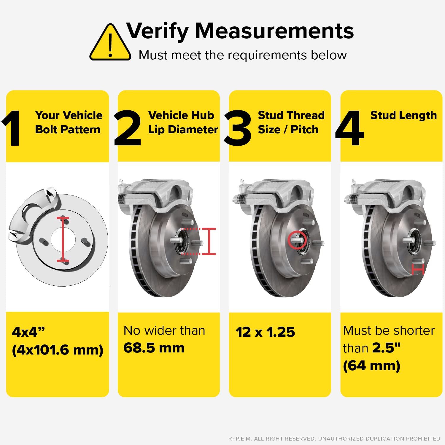 RockTrix 4x4 Wheel Spacers, 2.5 inch Thick Golf Car Wheel Spacers Compatible with Yamaha Carts Adventurer Drive Fairway, M12x1.25 Studs Nuts, 4x101.6 Silver Adapters, 68.55 Hub Bore, Set of 2