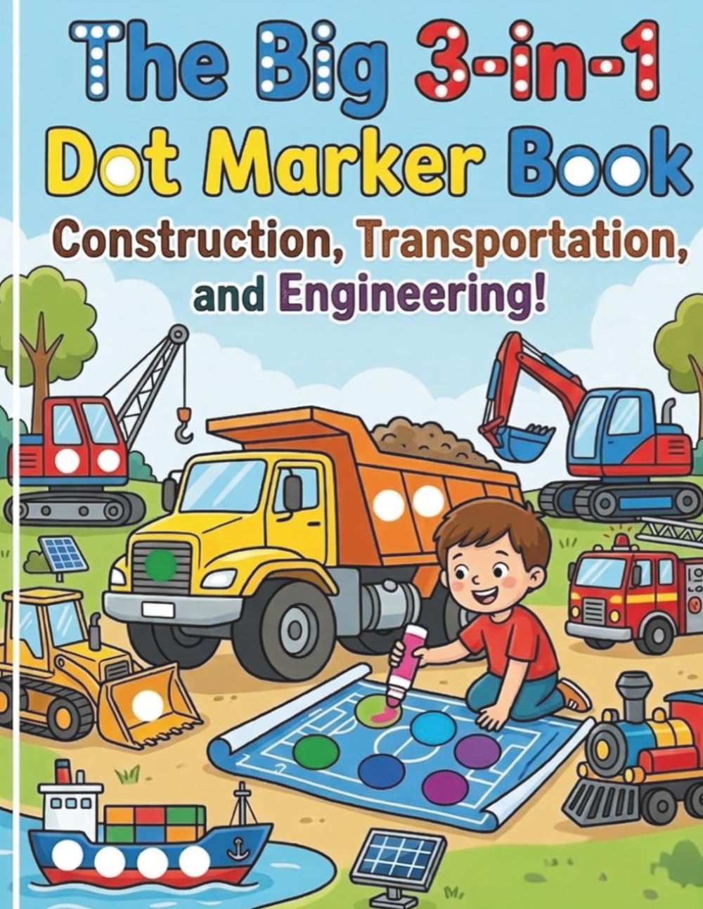 The Big 3-in-1 Dot Marker Book: construction, transportation, and engineering!
