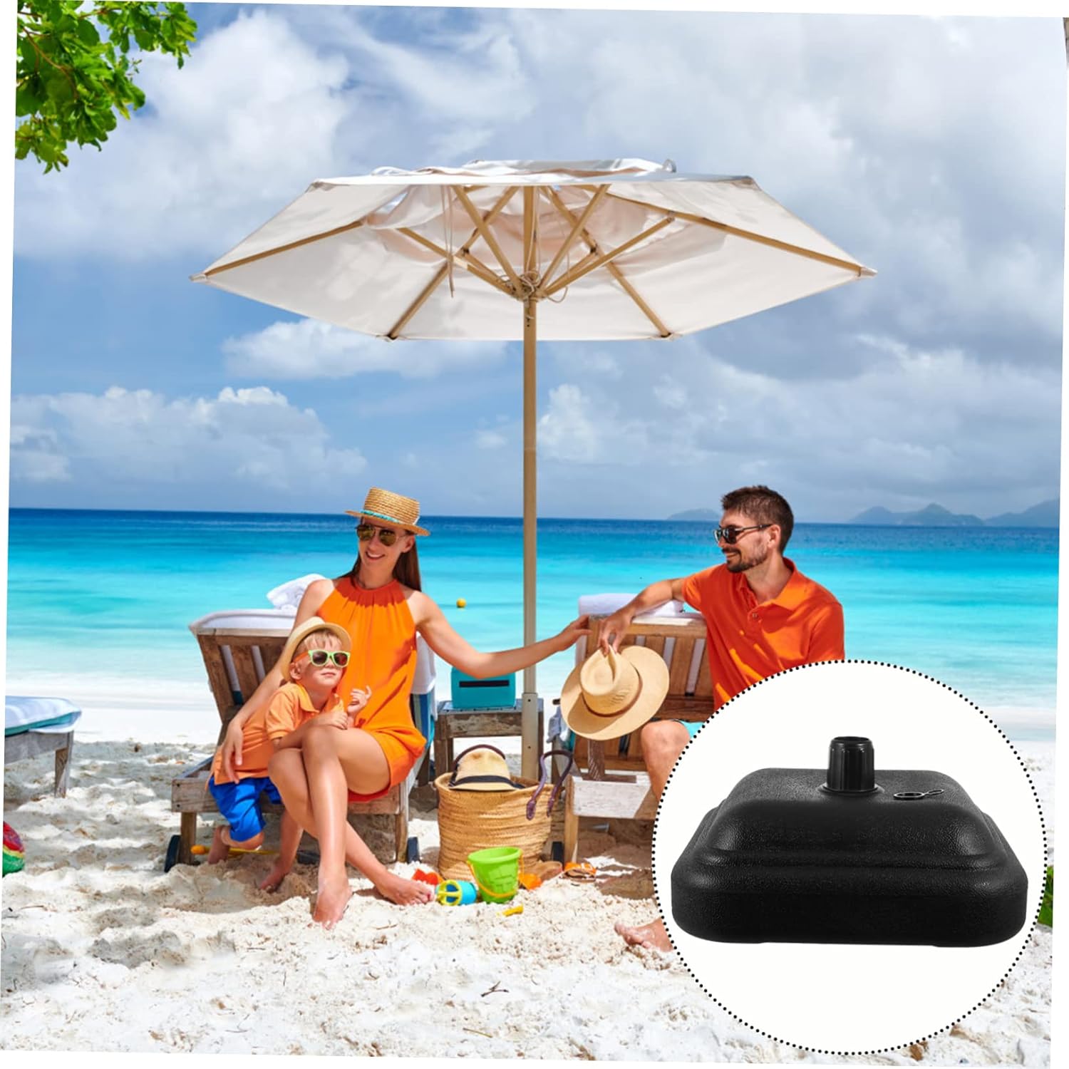 VICASKY 1pc Plastic Sun Umbrella Base Water Sand Injection Stand for Outdoor Shade Compatible Umbrella Poles Stable and Design for Beach and Patio Use