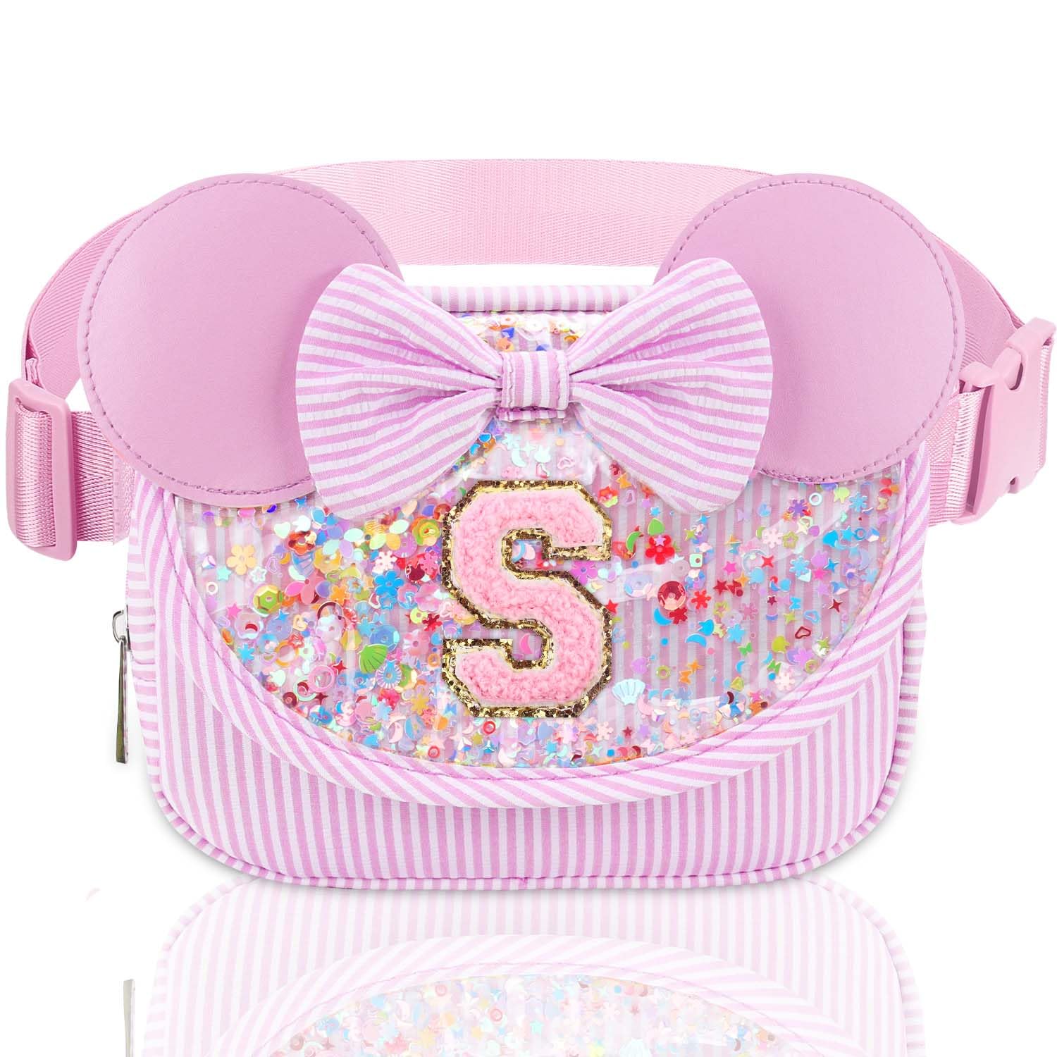 Initial Fanny Pack for Girls - Belt Bag for Teens Kid Teen Girl Kid Birthday Gift Stripe Pink S