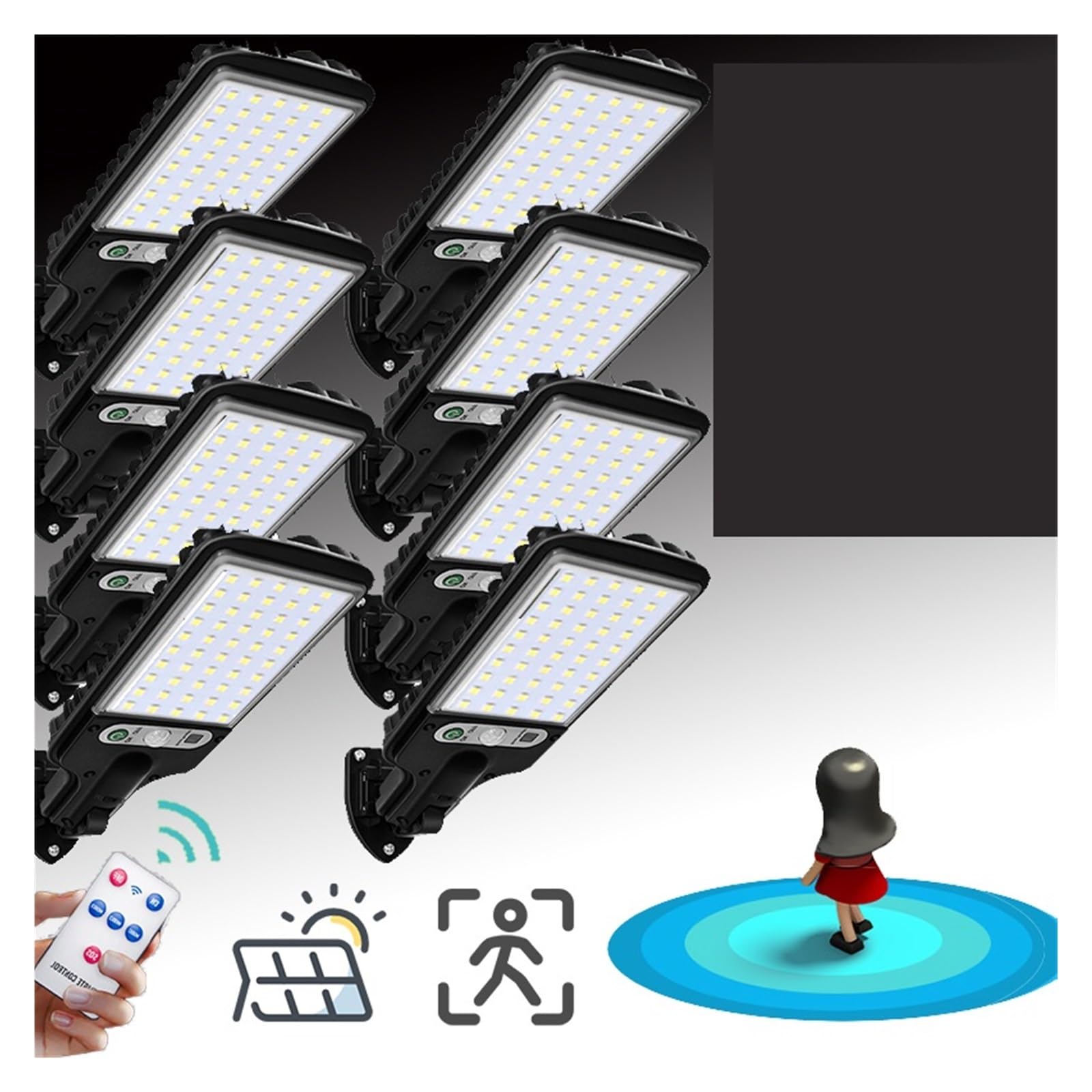 Lampy Solarne ZewnęTrzne, 60 LED Solar Street Light Zewnętrzny 3 tryb światła Wodoodporny czujnik ruchu Bezpieczeństwo Światła zasilane energią słoneczną do ogrodu Patio Path Yard Bardzo Szeroki KąT ś