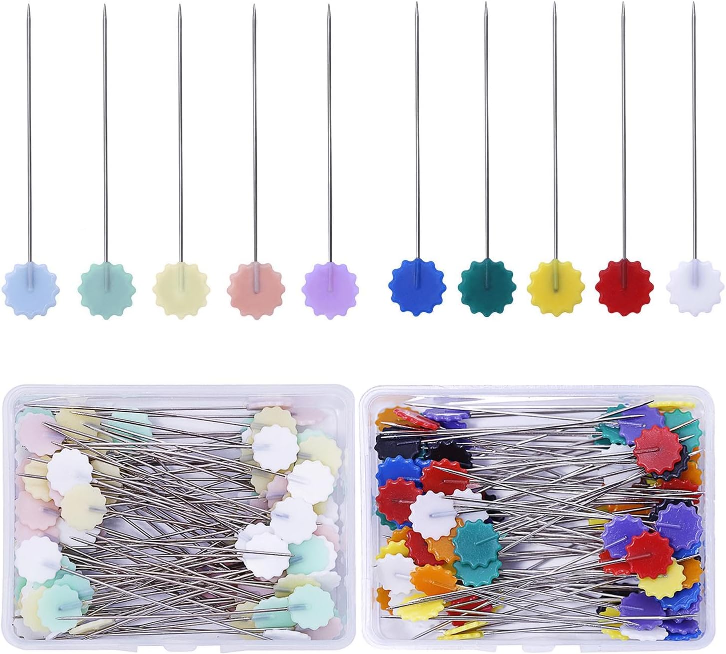 200Pcs Sewing Pin,2inch Long Flat Head Steel Wire Straight Pins,Flower Head Sewing-Pins for Fabric,Quilting Pins with Storage Box,for Sewing DIY Projects Dressmaker Jewelry Decor