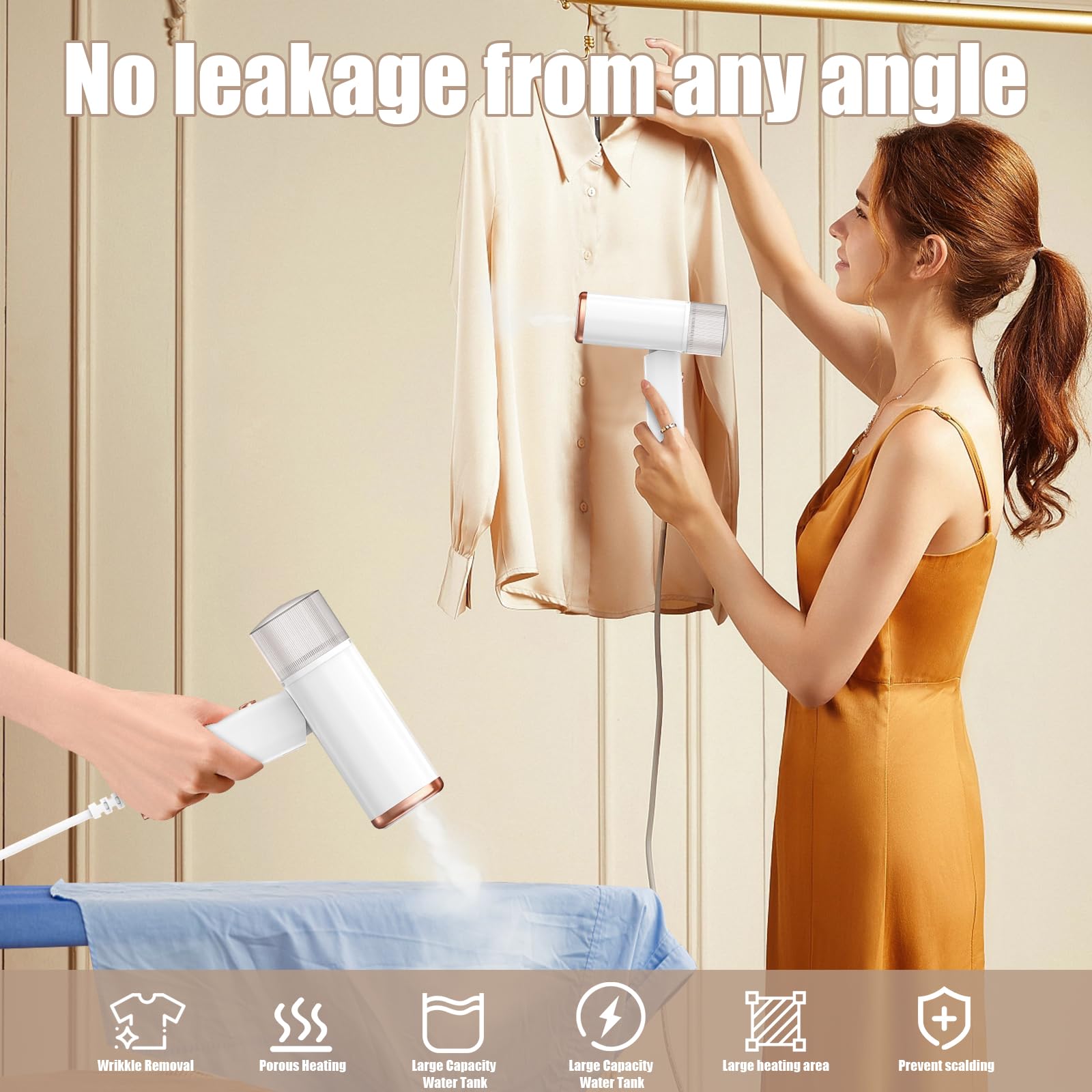 Cuiseur vapeur de voyage pliable et portable,Defroisseur Vapeur Vertical,Défroisseur Vapeur de 120ml, Réchauffage Rapide en 30s, Fer à vapeur pour enlever les plis des vêtements,Pour la Maison