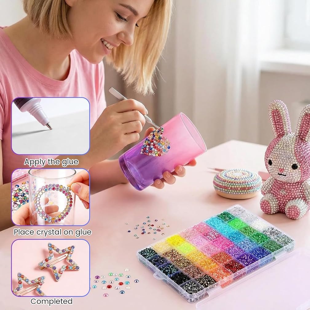 Resin Jelly Rhinestones for Bedazzling, 3Mm Multicolor Flat Back Gems Bedazzler Kit with 3Pcs B7000 Jewelry Glue for Crafting Book Shoes Nail Art,40 Color 32000pcs