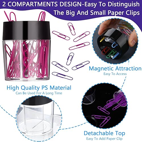 Miniatura 3 de Thyle 4 piezas de soporte magnético para clip de papel, dispensador de capacidad de 200 clips de papel para almacenamiento de contenedores de