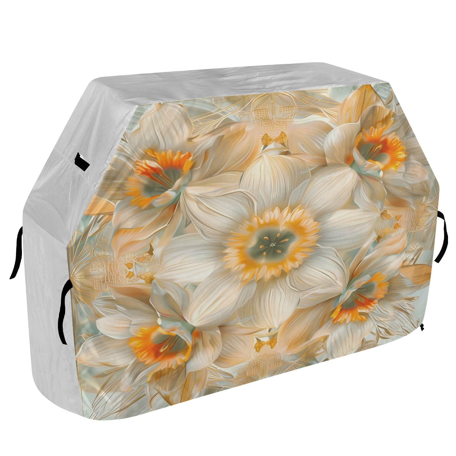 Fundas para ahumadores de 65 pulgadas, resistentes a la nieve, para exteriores, estilo bohemio, floral, color blanco misterio