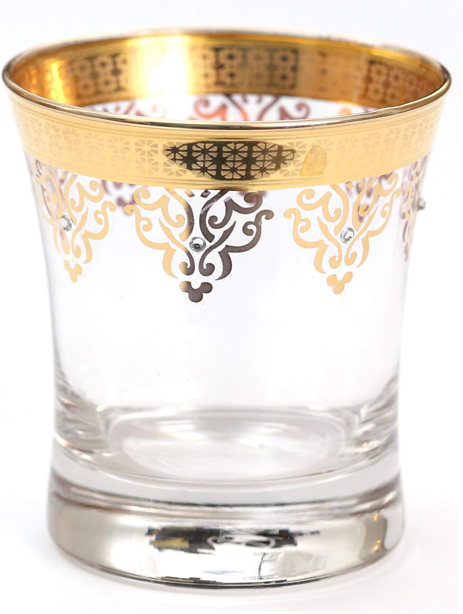 Pharpar Whiskey, Scotch Bourbon Drinking Glass, Old Fashioned 24 ct Gold plated Gift Set of 6 - Ottoman