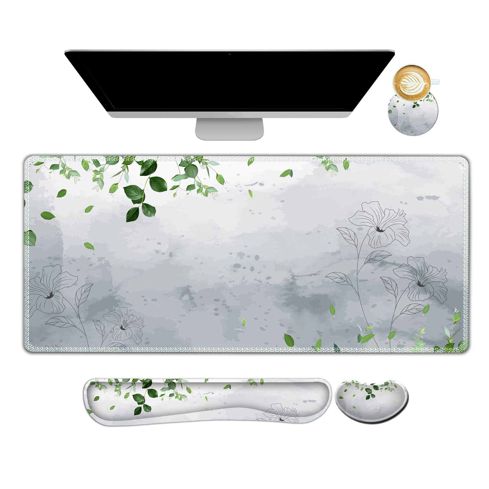 Snapklik.com : Gaming Mouse Pad Wrist Support Set, XXL Large Desk Mat ...