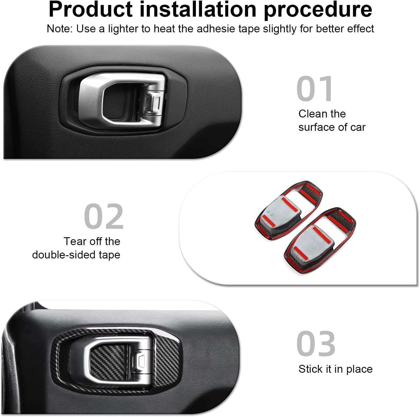 CheroCar for Jeep JL Inner Door Handle Bowl Cover Trim for Jeep Wrangler JL JLU 2018-2026 for Gladiator JT 2020-2026,4Pcs ABS Black Carbon Fiber Interior Door Handle Protector Decoration Accessories