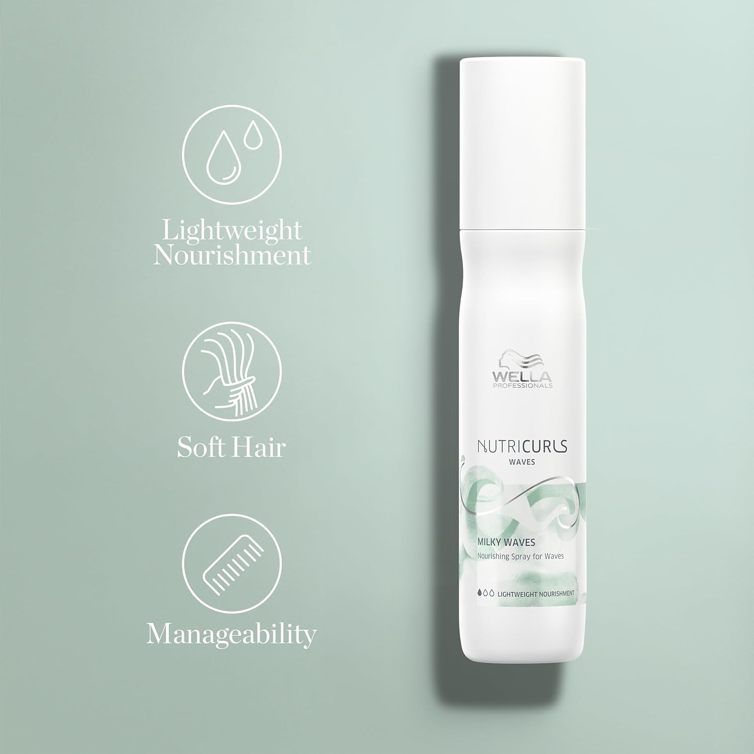 Wella Professionals Nutricurls Milky Waves Nourishing Leave-In Spray for Wavy Hair | Manageability for Soft Alluring Waves | 24H Anti-Frizz Control | 5.07 Fl Oz