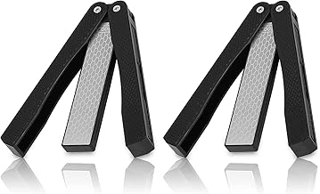 2PCS Double Sided Knife Sharpener, Folding Diamond Knife Sharpener Black 400/600 Double Sided Diamond Portable Knife Sharpener for Coarse or Fine Sharpening for Outdoor Camping Kitchen