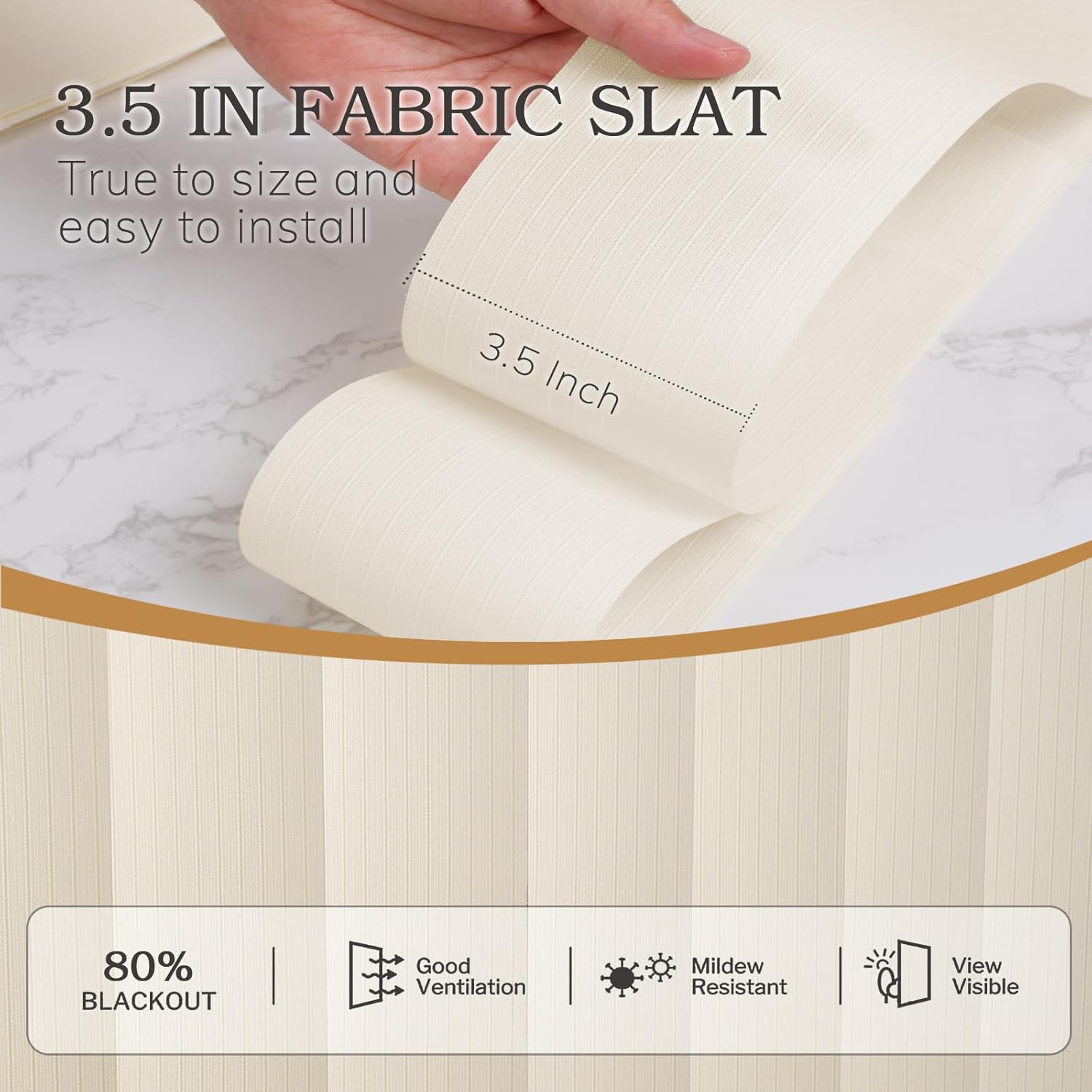 SUAKY Vertical Blinds Window Blinds, Ivory Light Filtering Blinds Energy Saving UV Protection, Noice Reduce Vertical Window Blinds for Sliding Glass Doors, Windows, Patio Doors, Large Window