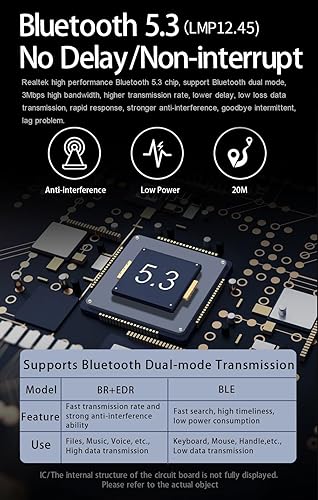 Miniatura 3 de Adaptador USB Bluetooth 5.3 para PC, compatible con Windows 11108.17,5.3+EDR Bluetooth transmisor receptor inalámbrico para escritorio, portátil,