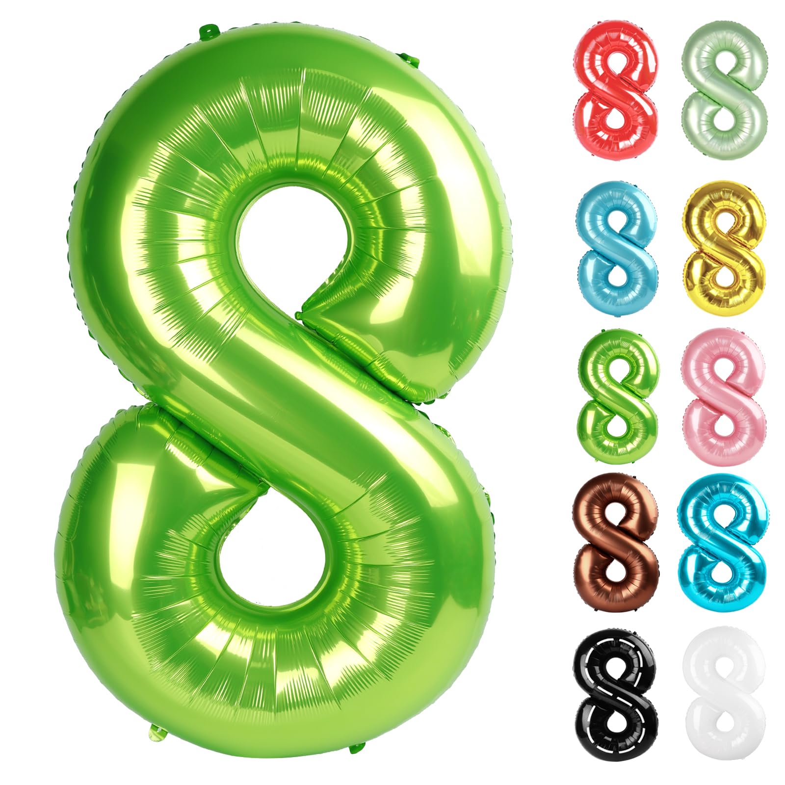 Light Green Number 8 Balloon 40 Inch, 8 Balloon Number, 8th Birthday Decorations, Light Green Party Supplies for Boys Girls