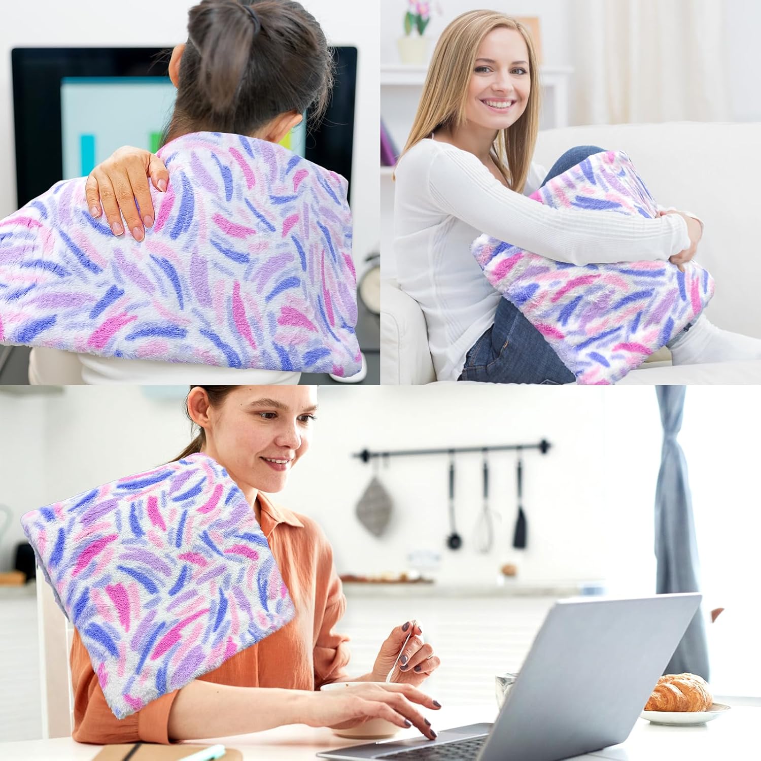 GOQOTOMO Plume Heating Pad for Back Pain Relief- 12" x 24"12 Heat Levels, 8 Timers Stay on, Holiday Gifts for Women, Machine Washable -FWF (Pink) - Image 2