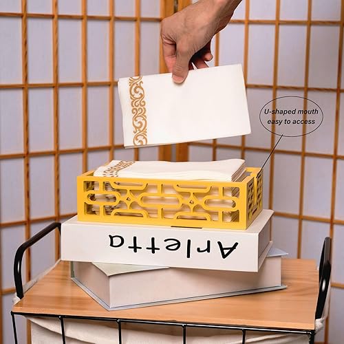 Miniatura 5 de Servilletero de madera, bandeja de baño, toallas de mano y papel plano para invitados, decoración retro moderna de mediados de siglo, ideal para