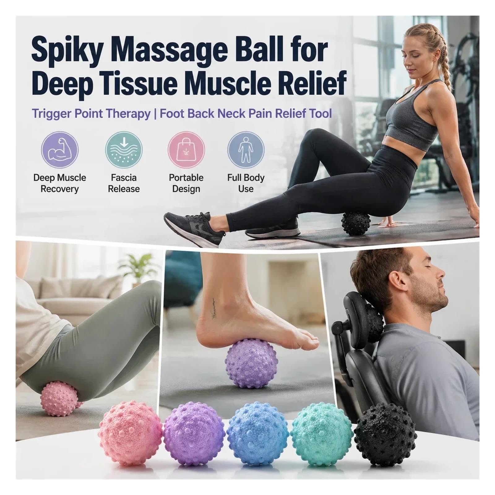2 Stück Stacheliger Massageball für den Sport