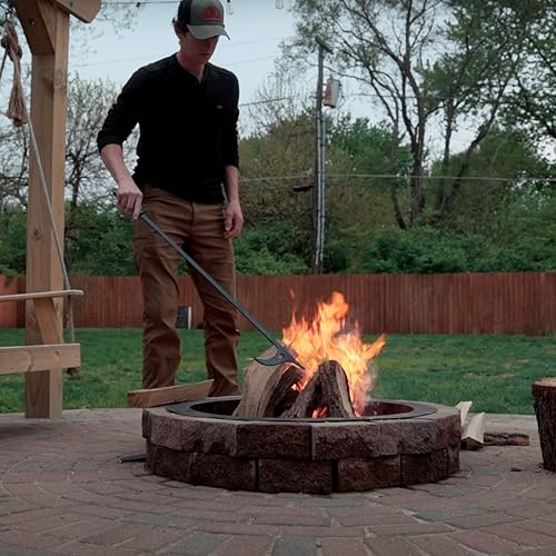 Miniatura 3 de Pinzas para troncos de fuego de 40 pulgadas, juego de póquer de leña y póquer de fuego, herramienta grande para fogata al aire libre e interior,