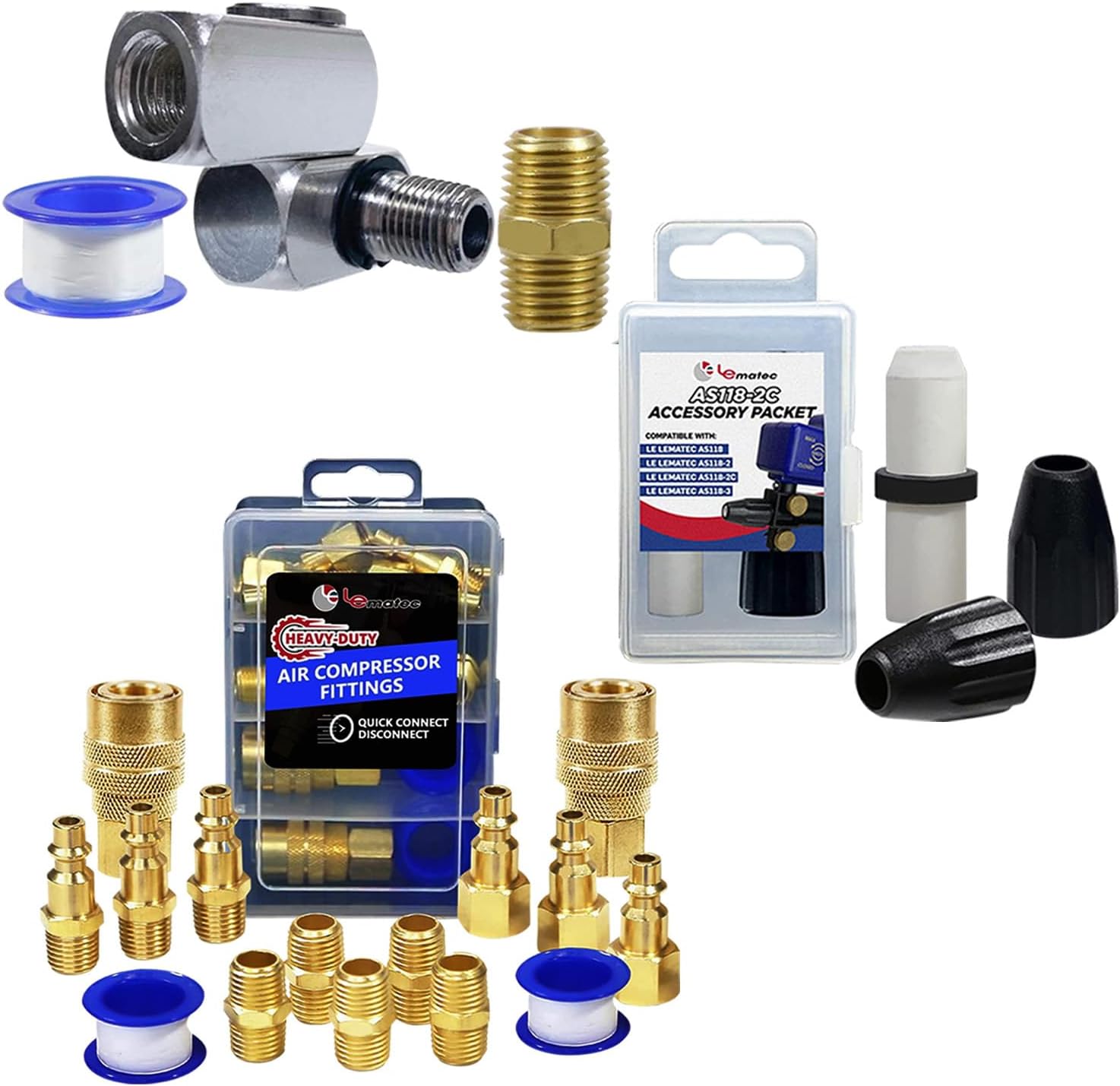 Air Tool Fitting & Sandblaster Kit Bundle – Swivel, 15-PC Set, Nozzle