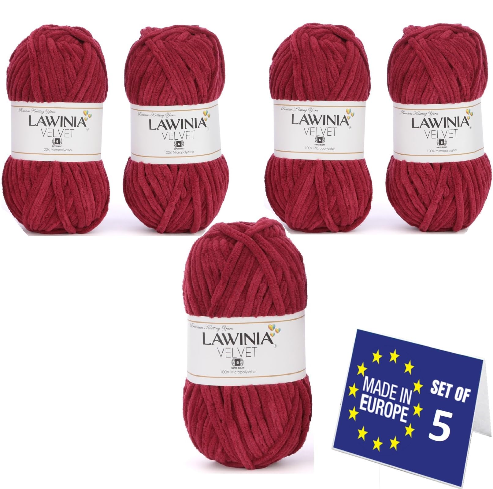LAWINIA Premium Soft Chenille Yarn Chunky for Knitting Thick Velvet Yarn, Does NOT SHED, Plush Crochet Chunky Wool