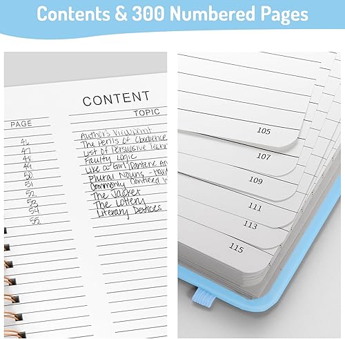 Vista 95 de Forvencer Cuaderno rayado en espiral con 300 páginas numeradas, diarios gruesos A5 para escribir con papel de 3.53 oz/m², cuadernos de tapa dura