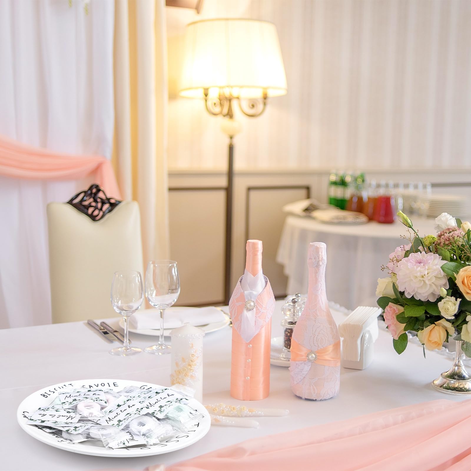 200 unidades de calcomanías de menta para bodas, caramelos, envueltas individualmente, adornos de menta, regalos de boda, decoración para invitados (mentas no incluidas)