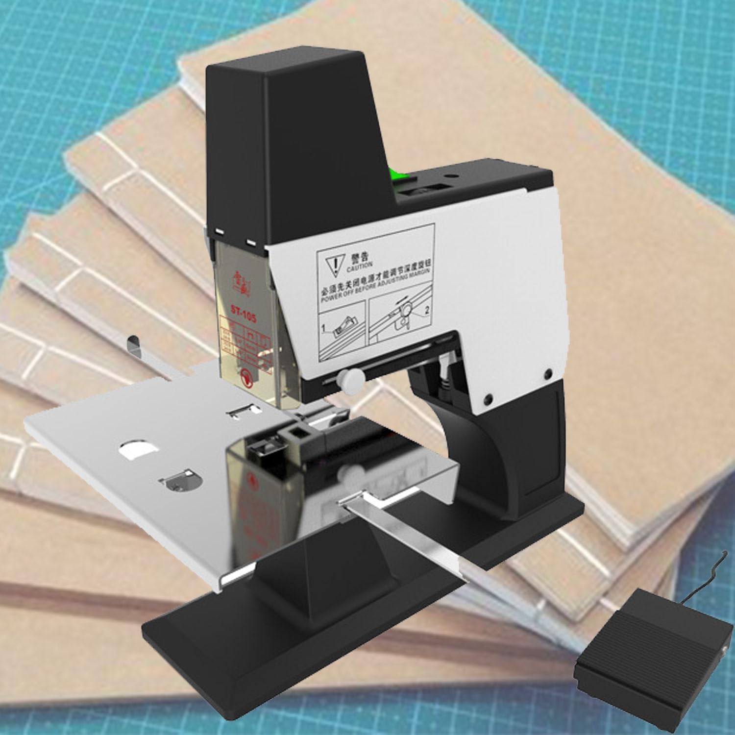 Electric Saddle Stapler with Foot Pedal, Automatic Binding Machine for Flat and Vertical Binding, Handles Up to 40 Sheets, Desktop Use