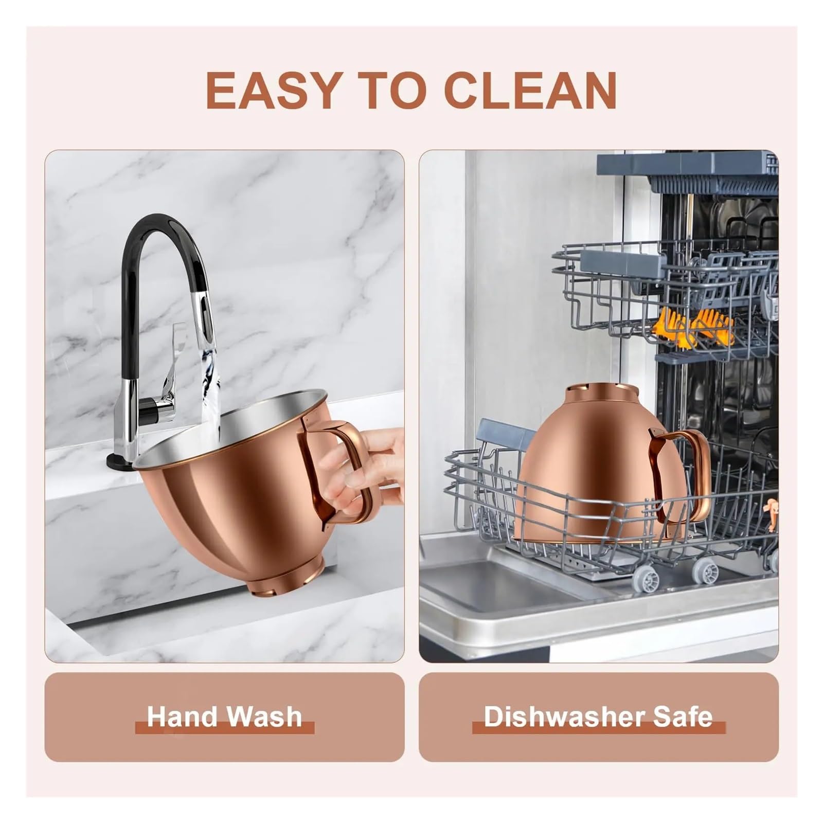 Ciotola in oro rosa, compatibile con KitchenAid