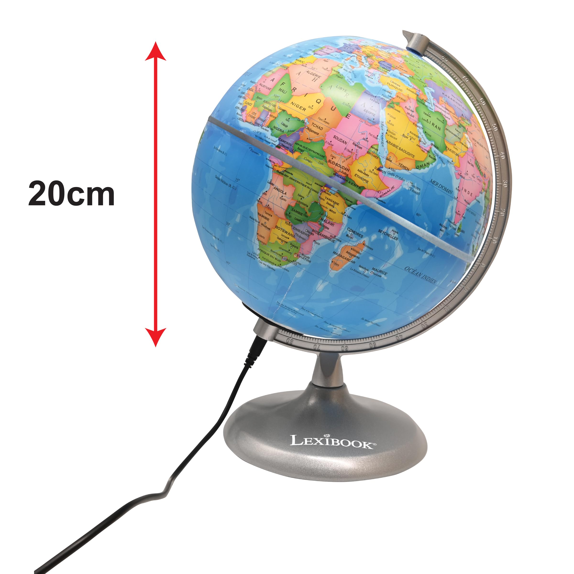 Lexibook, Globe Jour et Nuit Lumineux STEM, 2-en-1 Globe Le Jour Carte des contellations la Nuit, Bleu/Noir, NLJ185FR