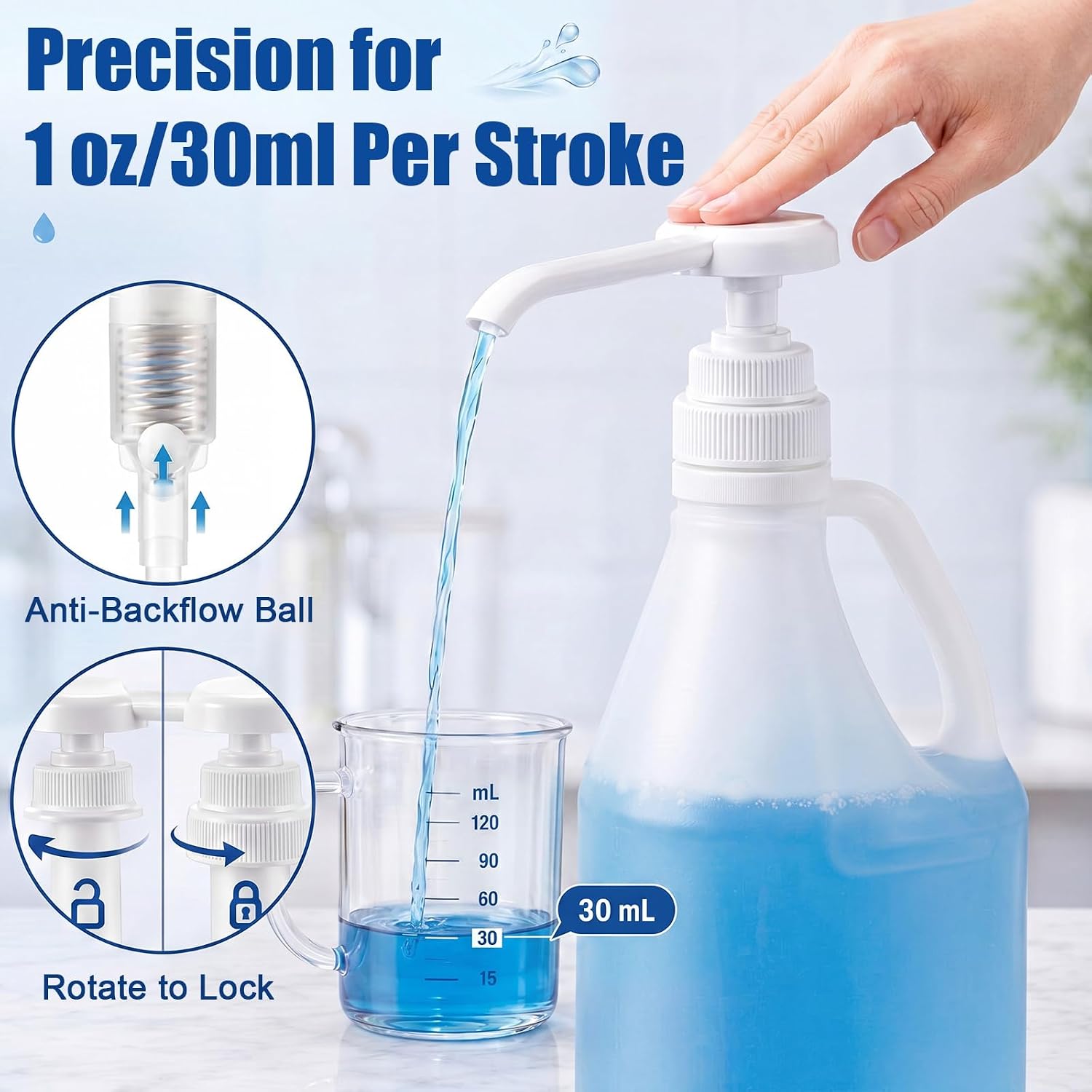Feekoon 6 Pack Gallon Pump Dispensers, 38/400 Neck, 1 oz Output